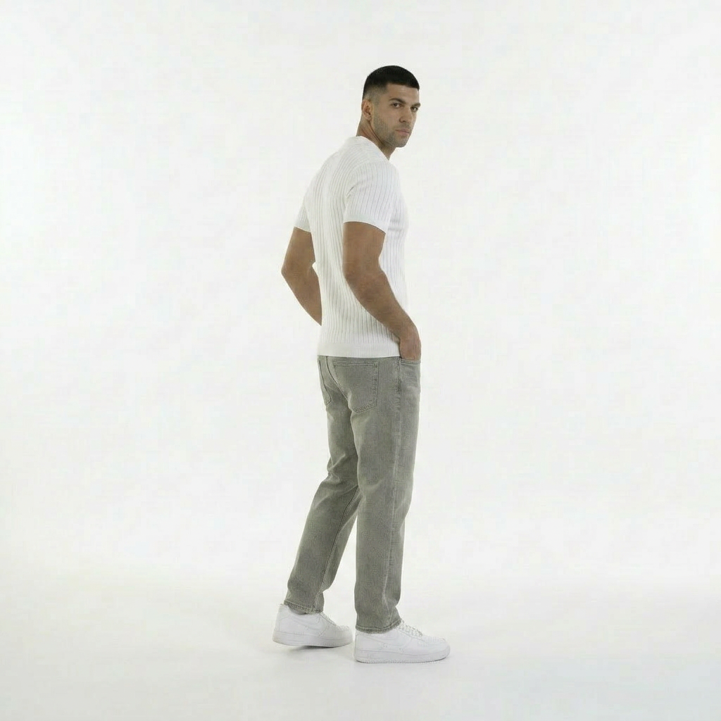 white KNIT COTTON BLEND POLO SHIRT